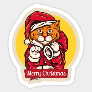 Merry Christmas Santa Cat Sticker